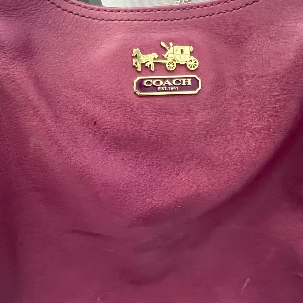 Coach Purple Shoulder Bag with Gold Accents - Picture 3 of 13